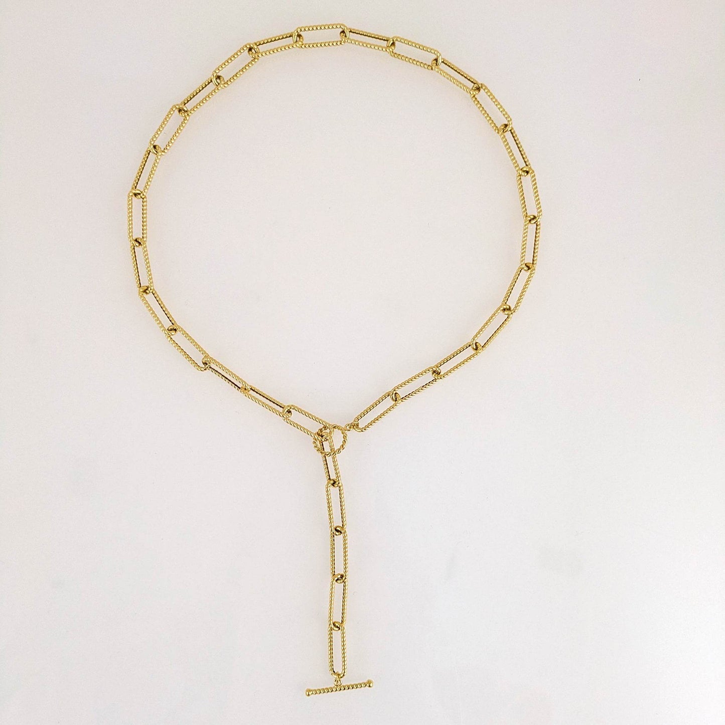 Paperclip Cable Link Necklace with Toggle Clasp – Bold 7mm Design - TurkishBling
