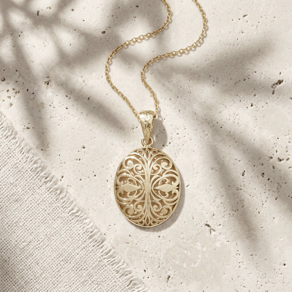 Oval Filigree Pendant Charm