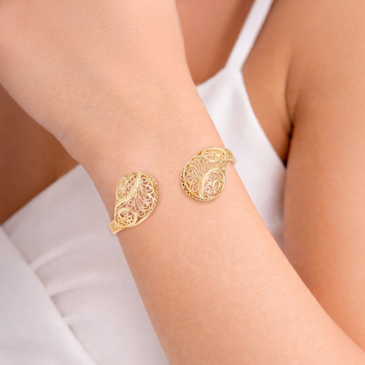 Filigree Open Cuff Gold Tone Bracelet