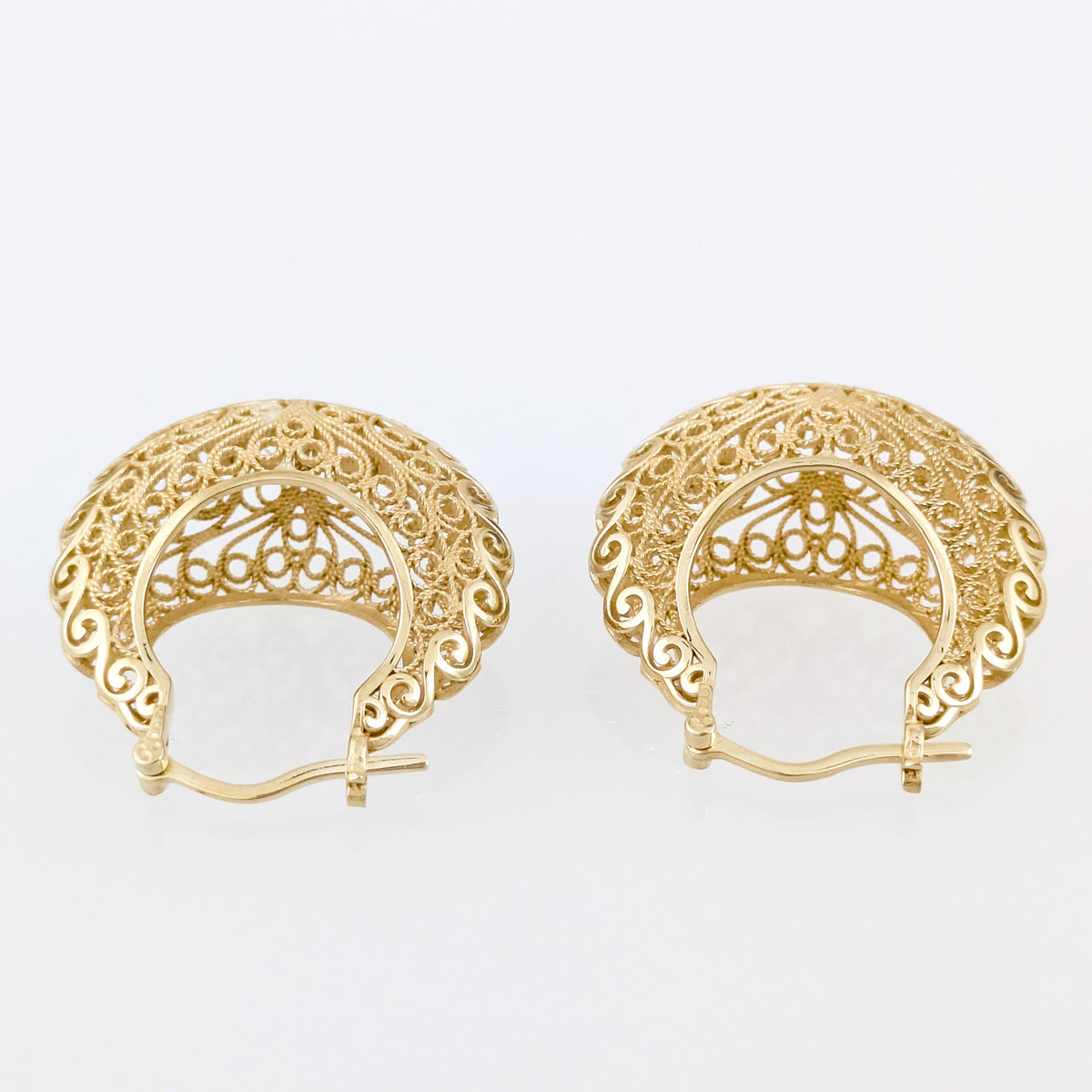 Filigree Voyager Hoop Earrings with Ornate Scrollwork