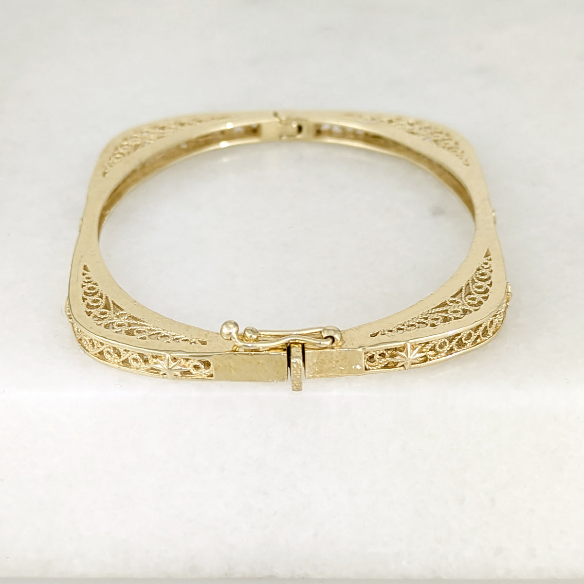 Vintage Inspired Turkish Filigree Bracelet with Hinged Closure