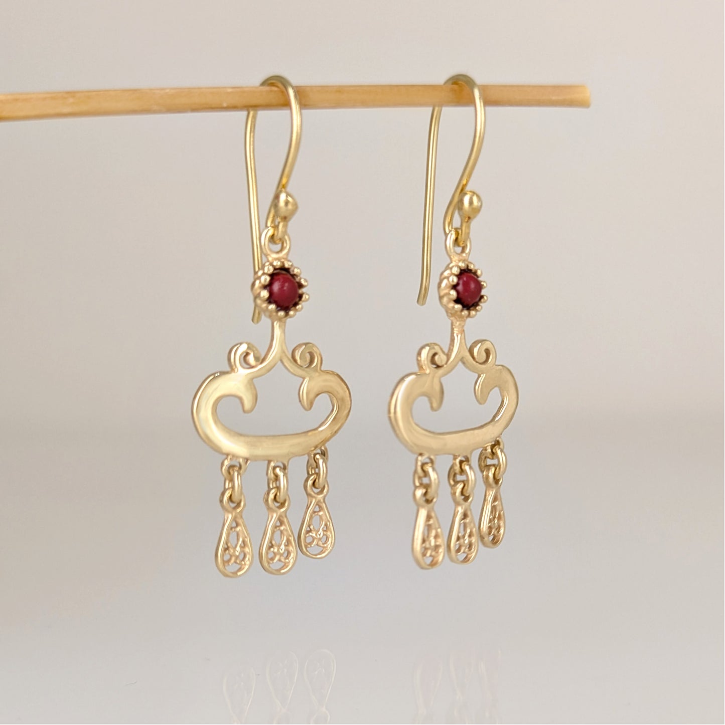 Red Crystal Dangle Drop Earrings