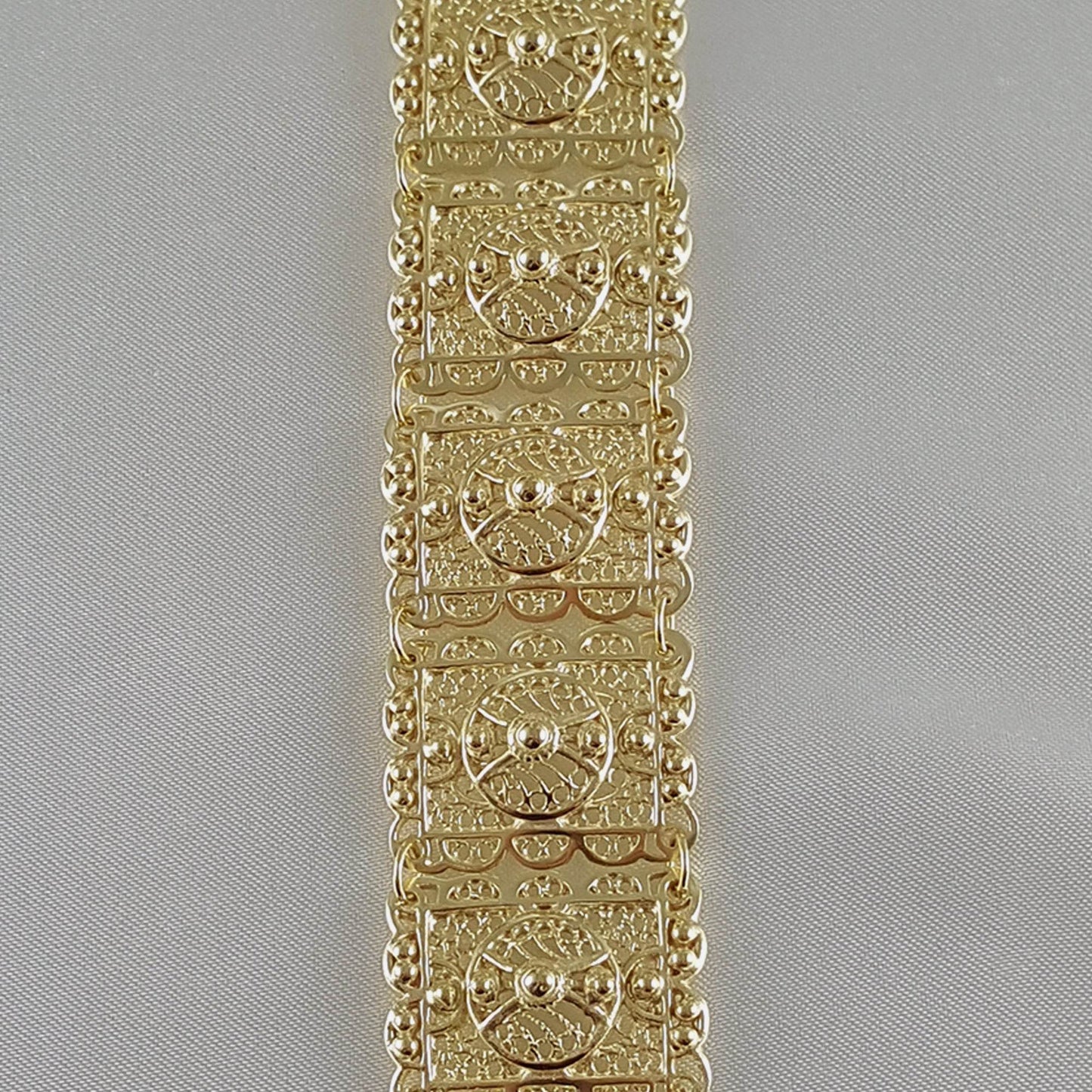 Statement Filigree Panel Bracelet with Toggle Clasp - TurkishBling