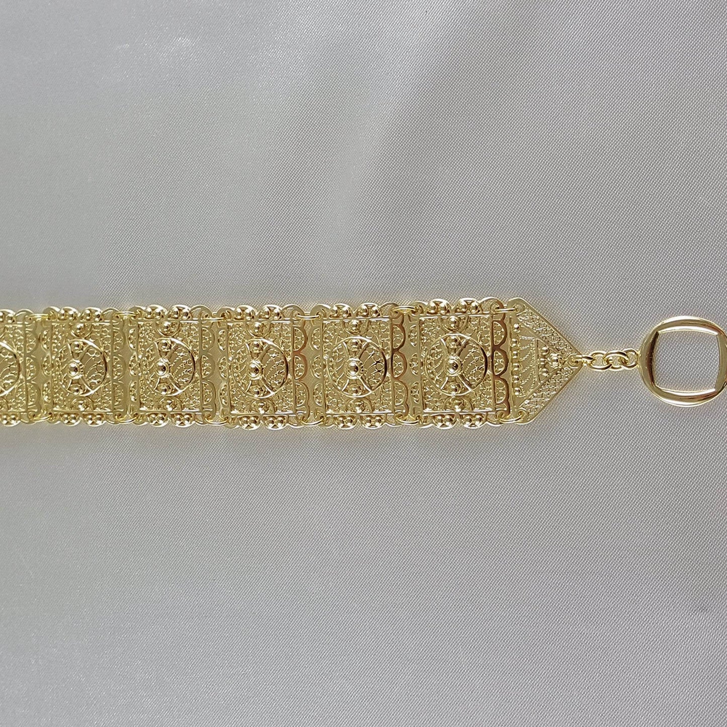 Statement Filigree Panel Bracelet with Toggle Clasp - TurkishBling
