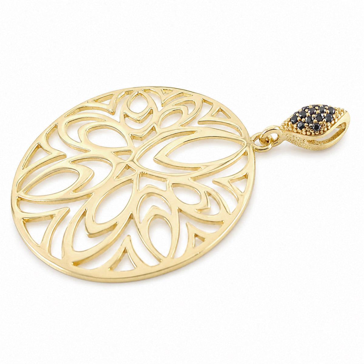 Openwork Medallion Pendant with Black Spinels
