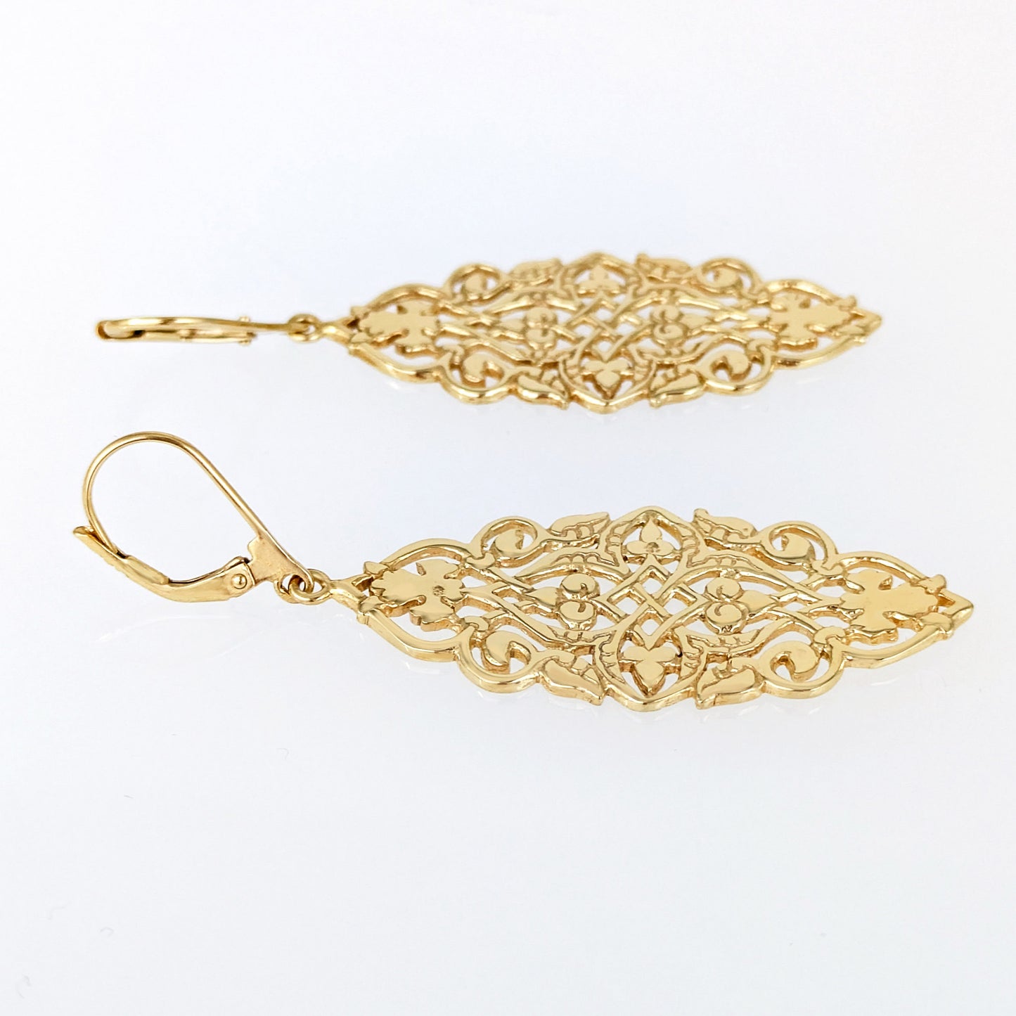 Ornate Openwork Scrollwork Drop Earrings