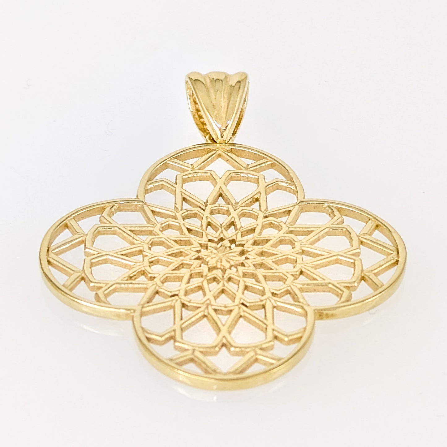 Geometric Openwork Clover Pendant