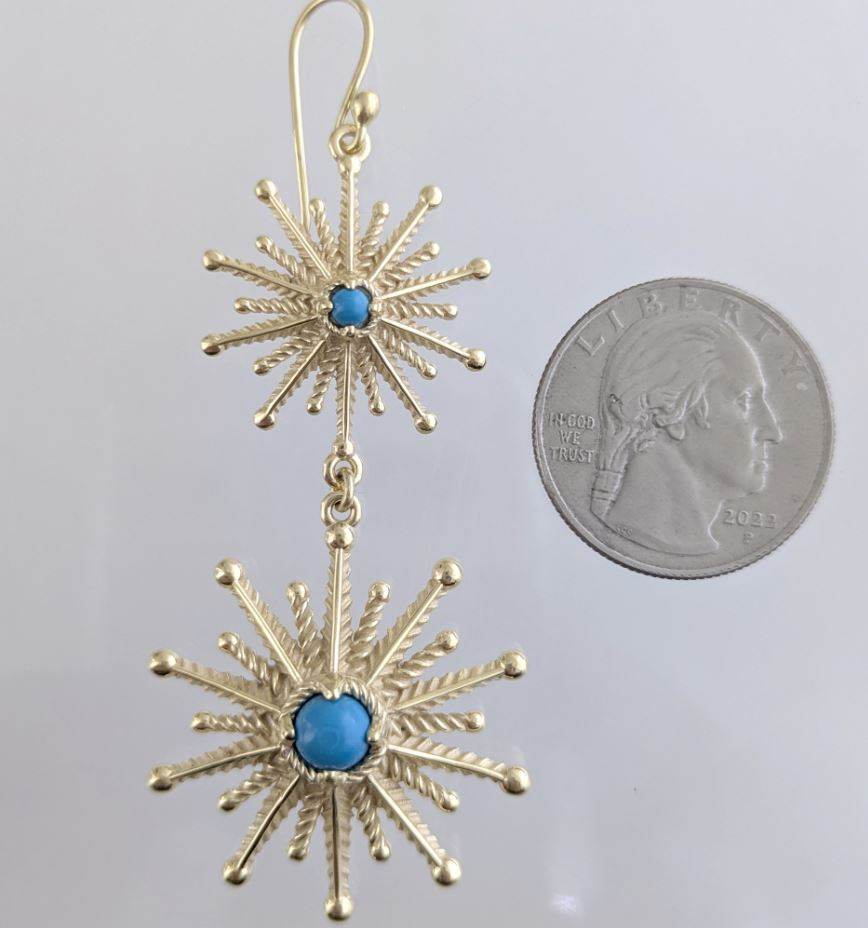 Starburst Drop Earrings – Blue Gem Statement Jewelry - TurkishBling