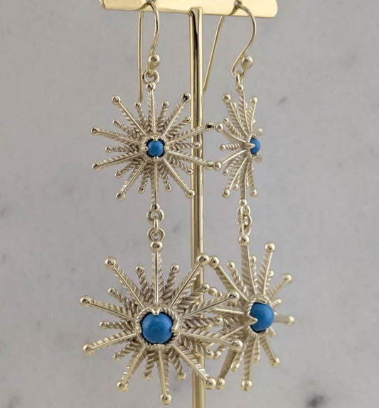 Starburst Drop Earrings – Blue Gem Statement Jewelry - TurkishBling