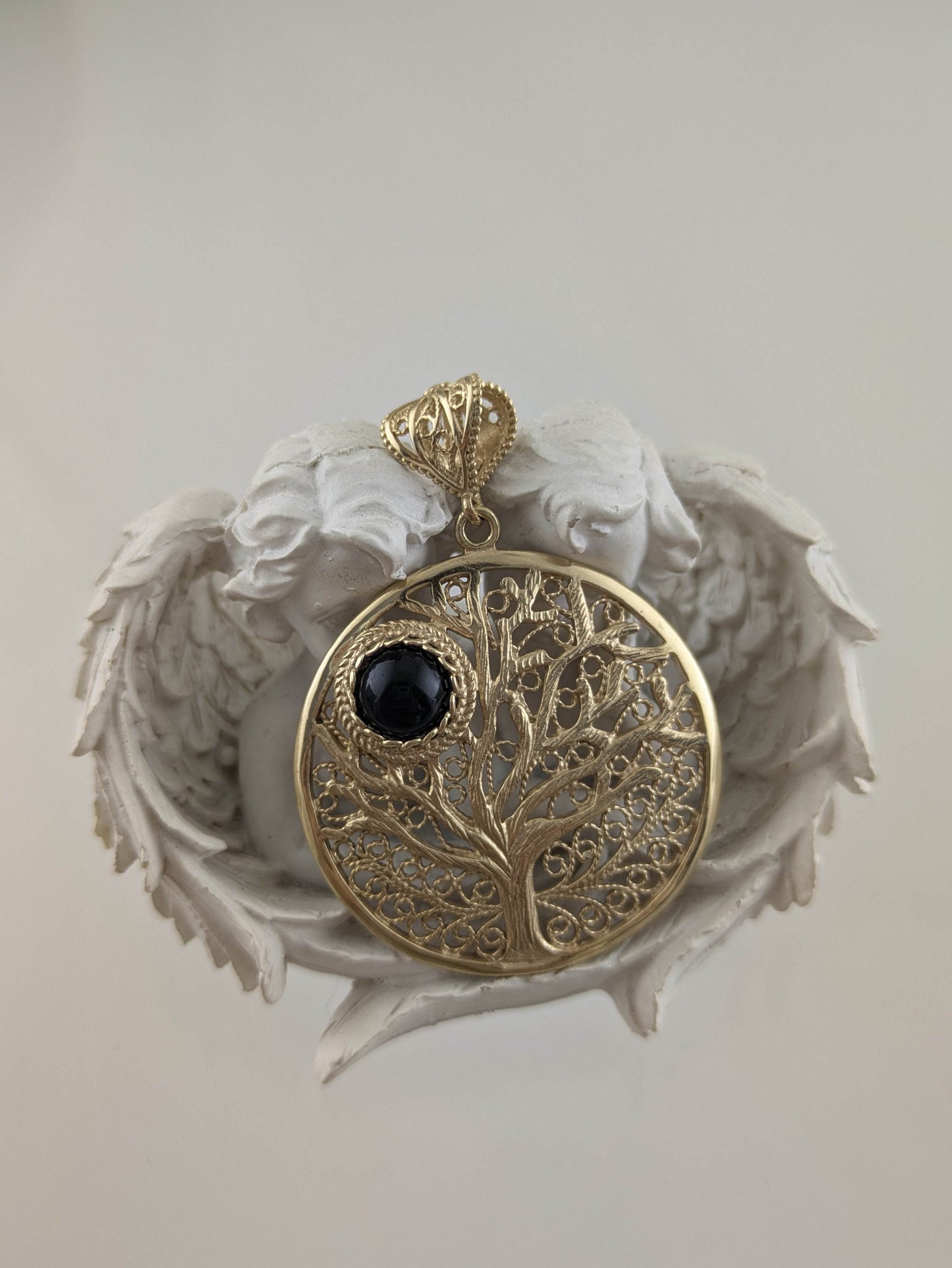 Tree of Life Pendant with Black Onyx – Symbolic Jewelry - TurkishBling
