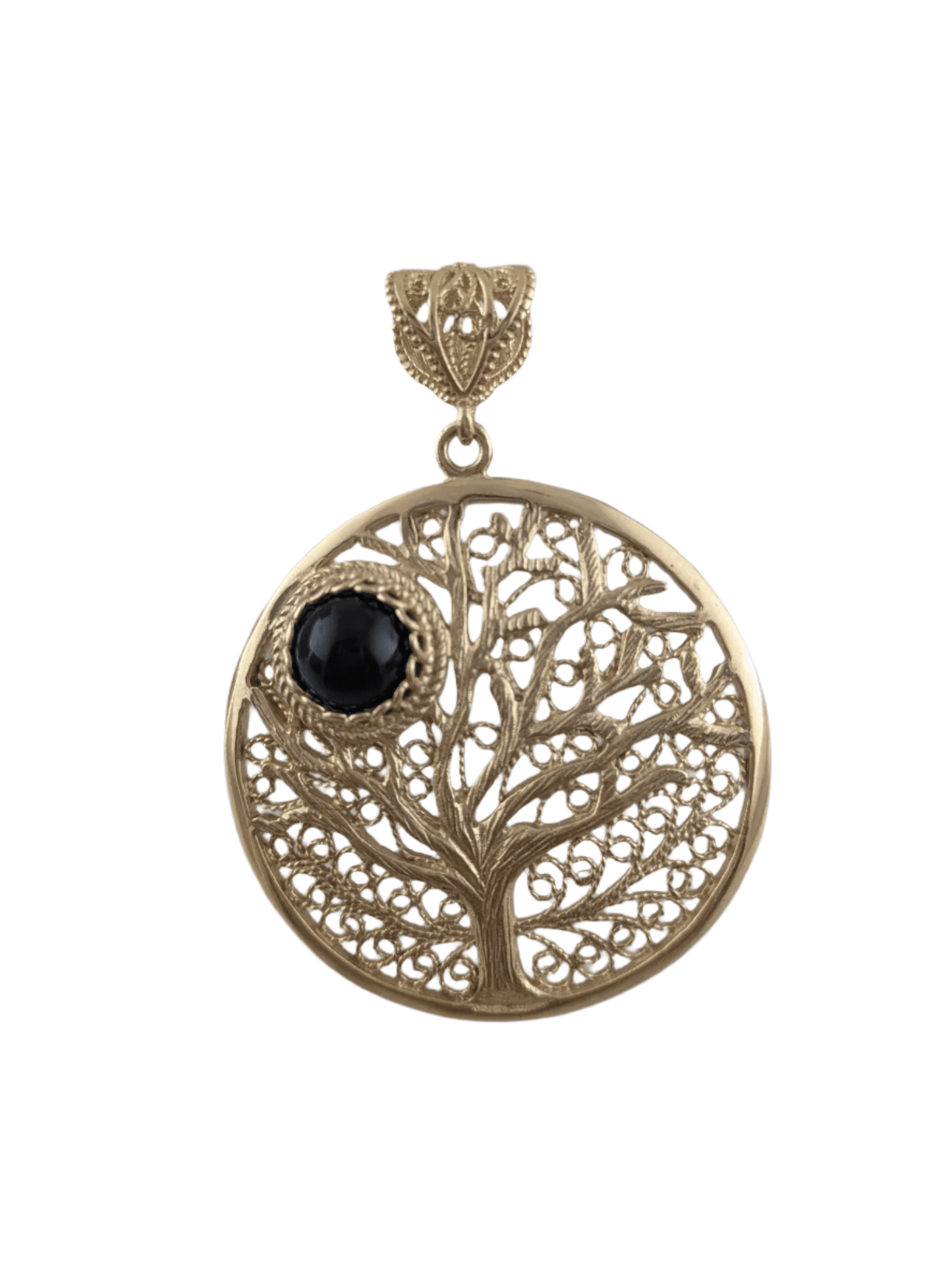 Tree of Life Pendant with Black Onyx – Symbolic Jewelry - TurkishBling