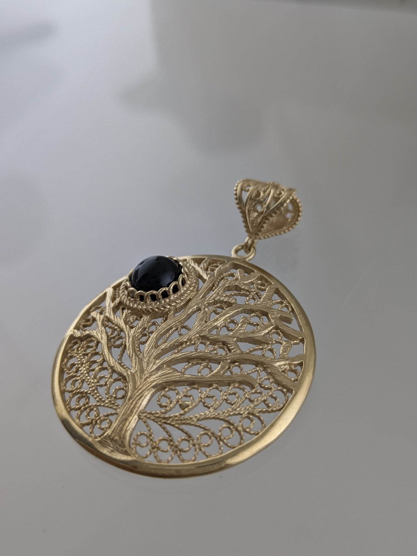 Tree of Life Pendant with Black Onyx – Symbolic Jewelry - TurkishBling