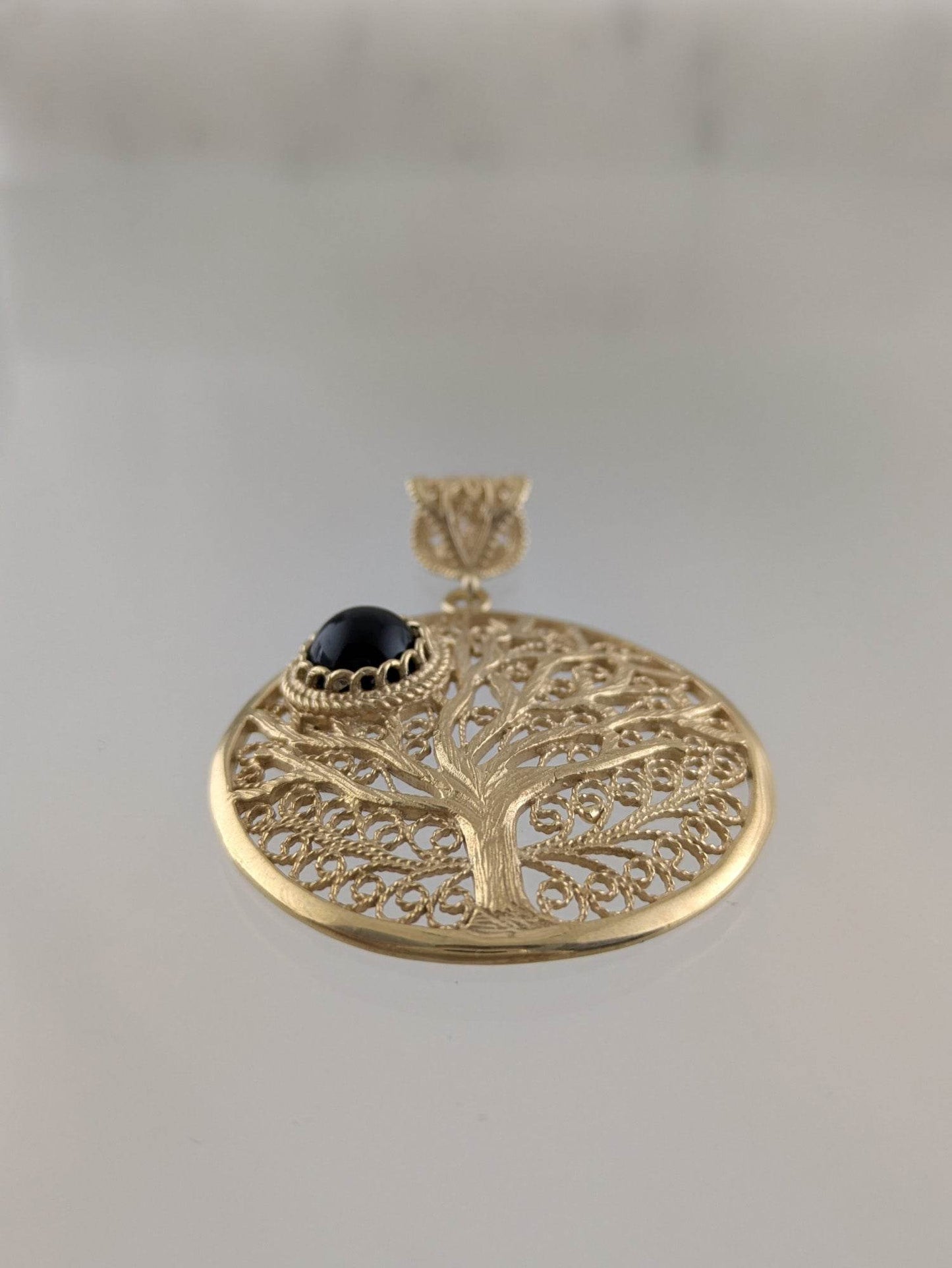 Tree of Life Pendant with Black Onyx – Symbolic Jewelry - TurkishBling