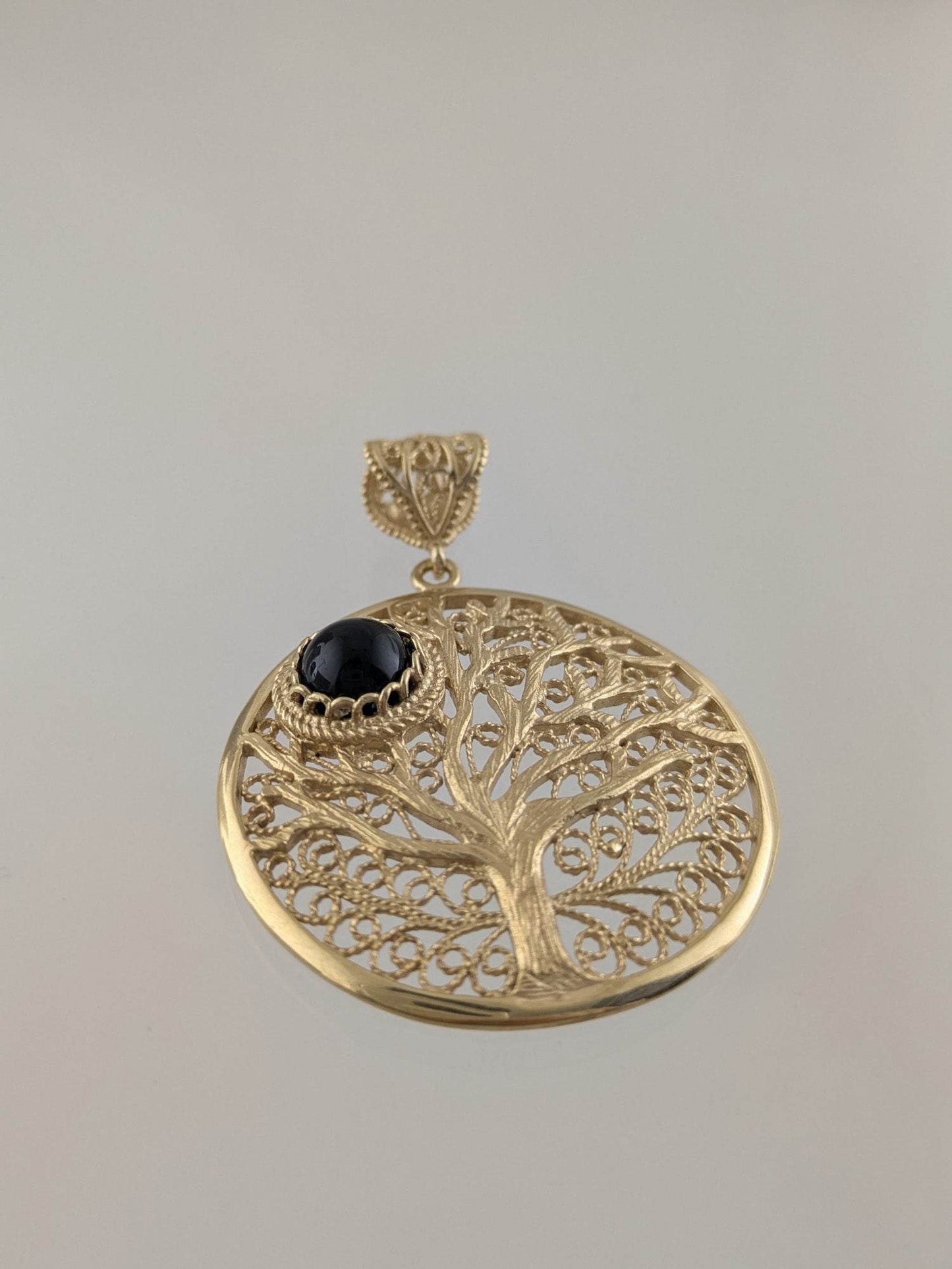 Tree of Life Pendant with Black Onyx – Symbolic Jewelry - TurkishBling