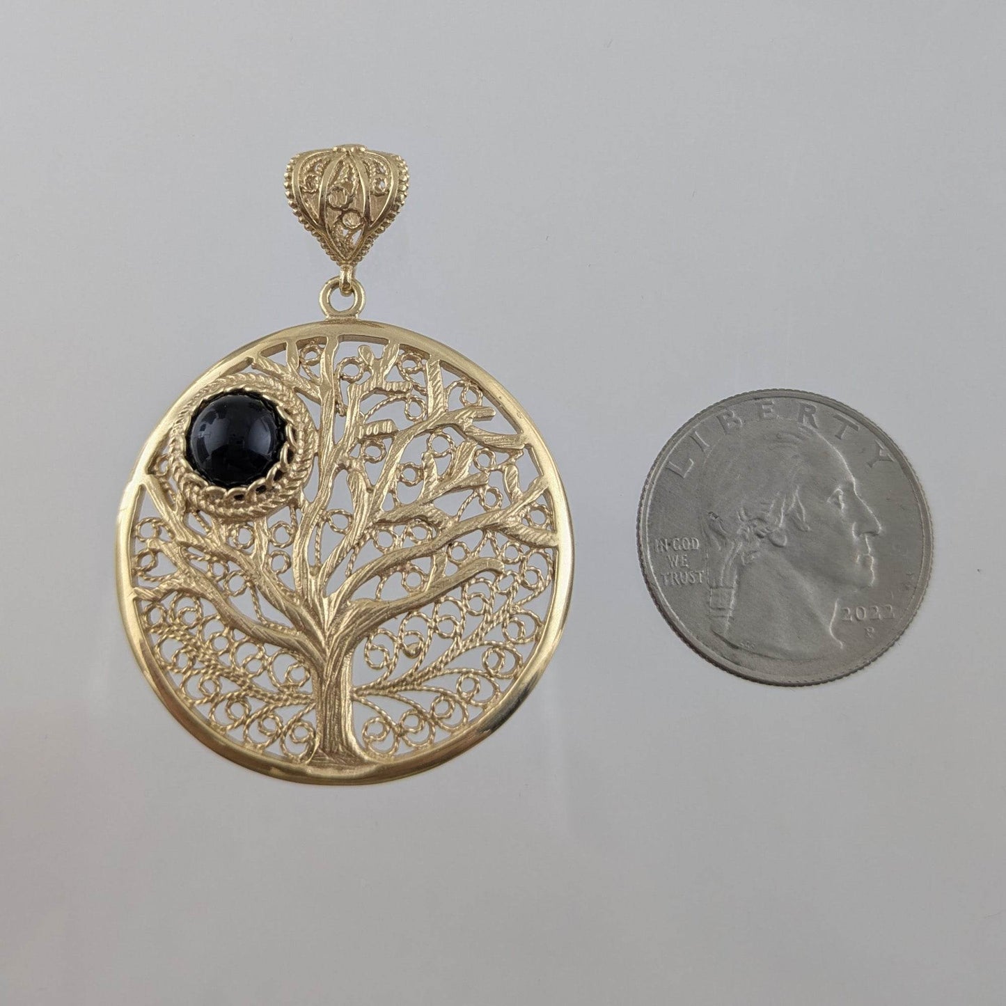 Tree of Life Pendant with Black Onyx – Symbolic Jewelry - TurkishBling