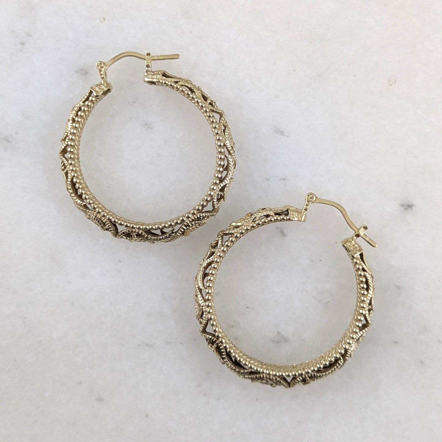 Elegant Floral Filigree Gold Hoop Earrings – Handcrafted in Istanbul - TurkishBling