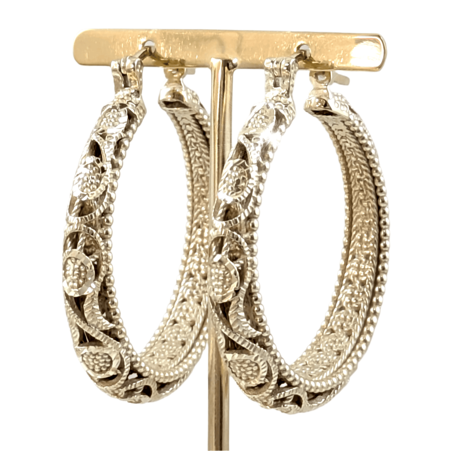 Elegant Floral Filigree Gold Hoop Earrings – Handcrafted in Istanbul - TurkishBling