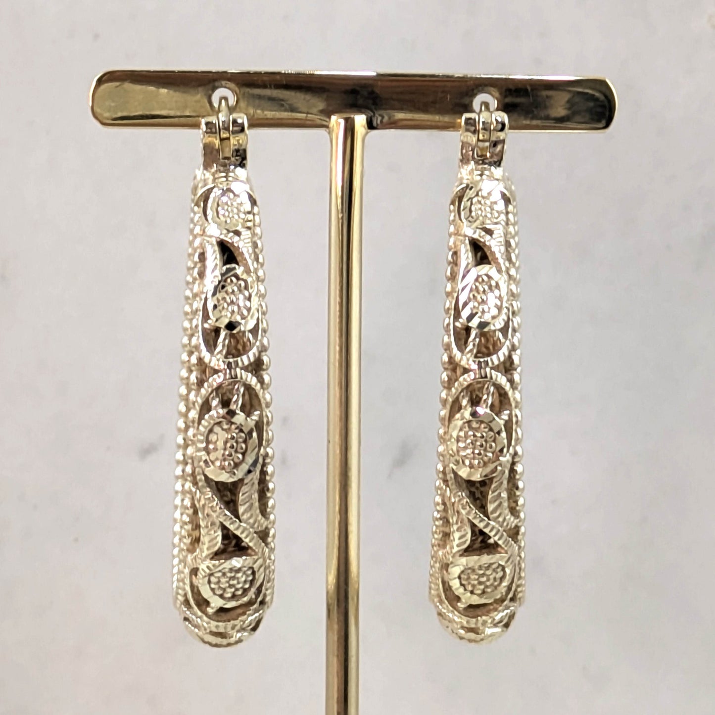 Elegant Floral Filigree Gold Hoop Earrings – Handcrafted in Istanbul - TurkishBling