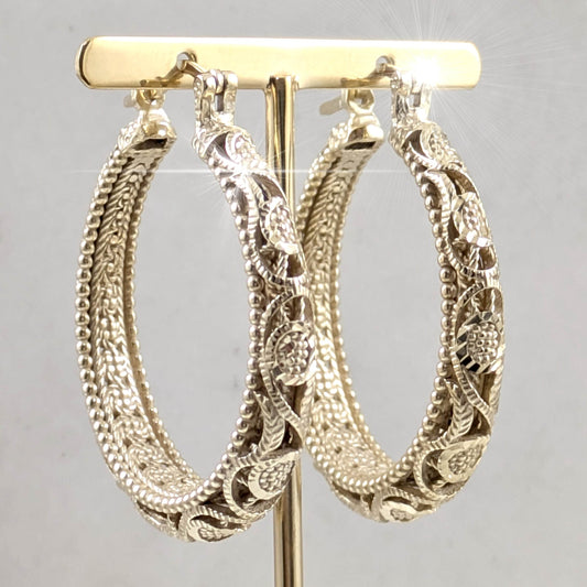Elegant Floral Filigree Gold Hoop Earrings – Handcrafted in Istanbul - TurkishBling