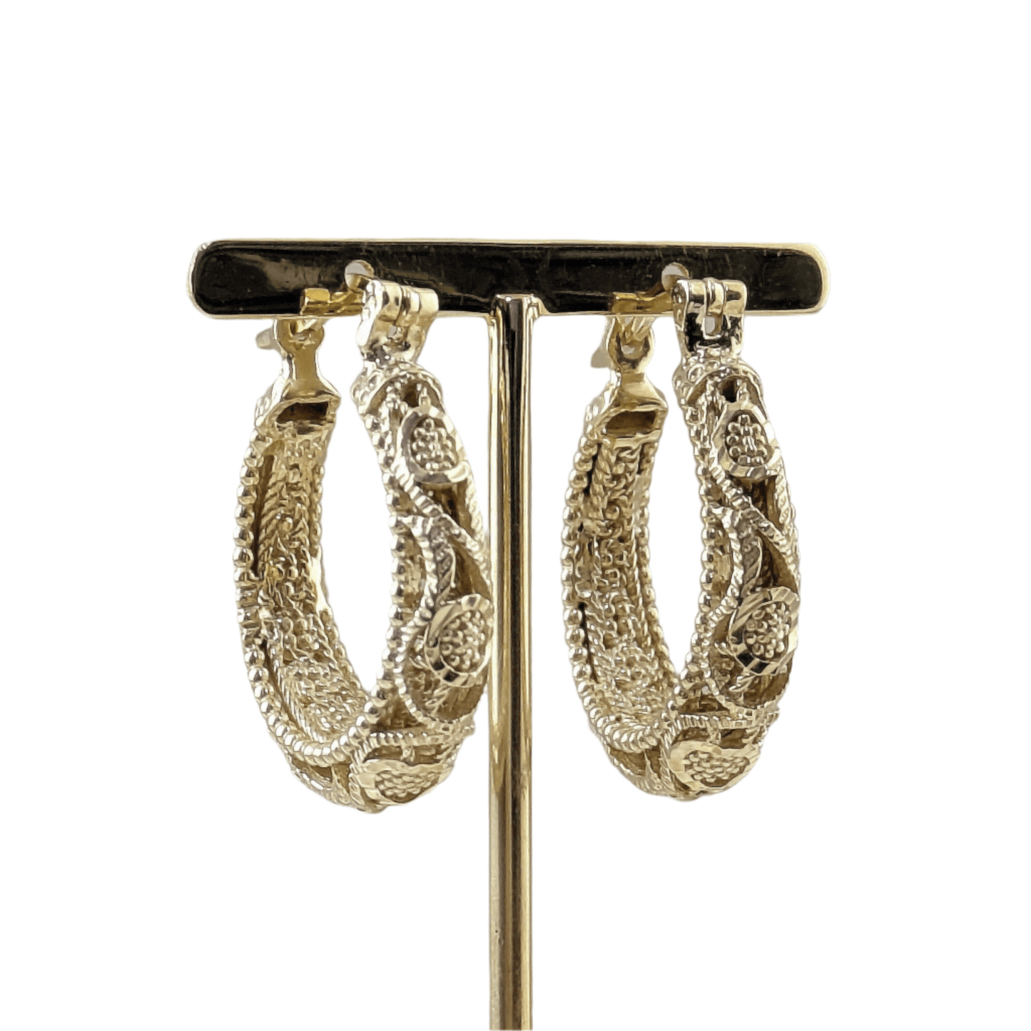 Ornate Filigree Hoop Earrings with Vintage Detailing - TurkishBling