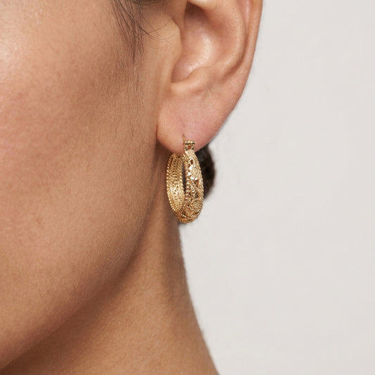 Ornate Filigree Hoop Earrings with Vintage Detailing