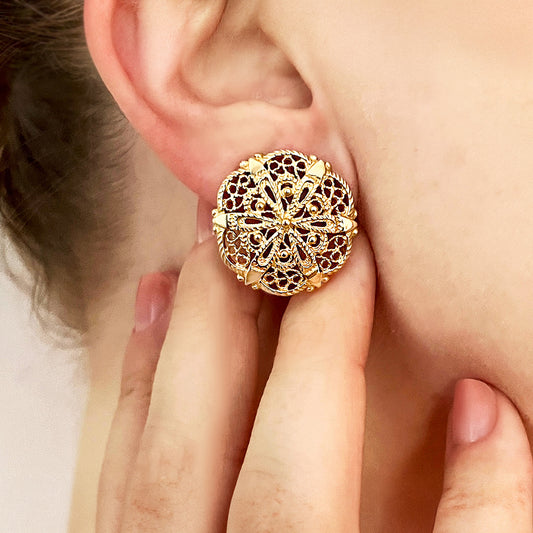 Filigree Sunburst Statement Stud Earrings