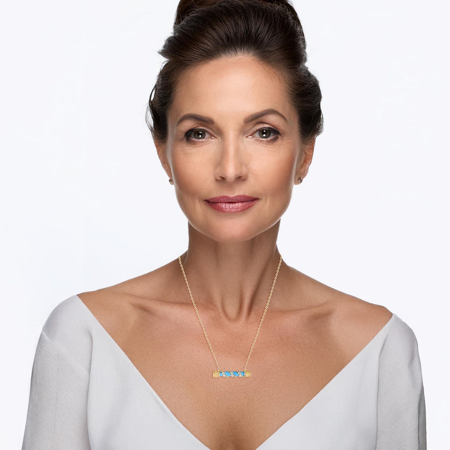 Crystal-Accented Bar Necklace with Gemstone Options / Prayer necklace