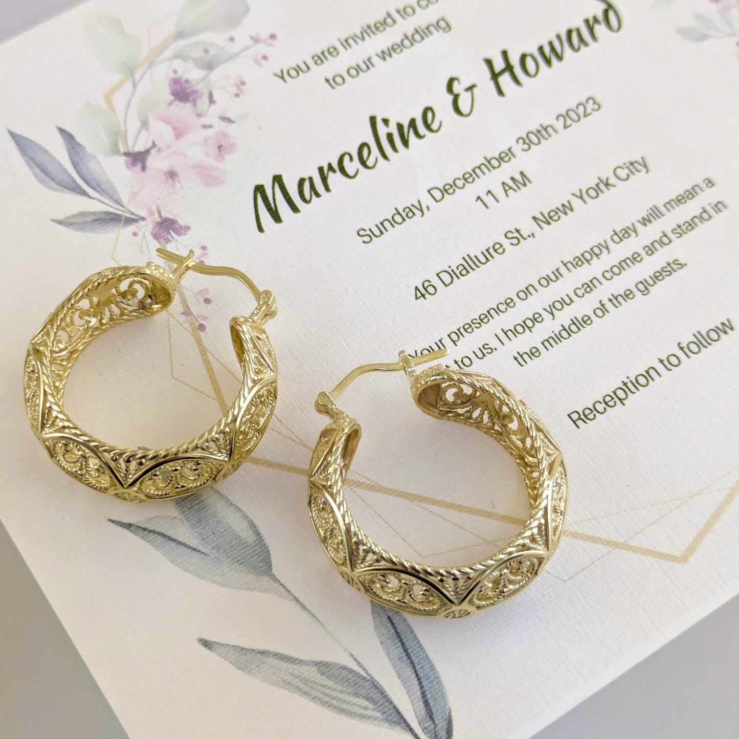Filigree Hoop Earrings – Intricate Gold Statement Hoops - TurkishBling