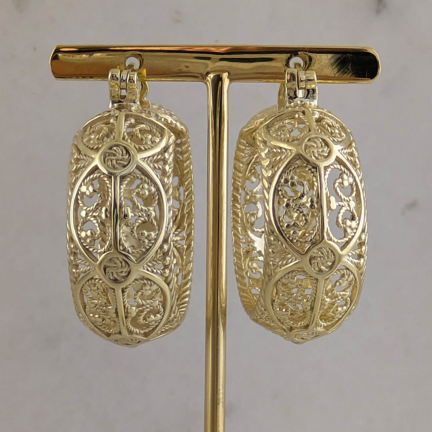 Filigree Hoop Earrings – Intricate Gold Statement Hoops - TurkishBling