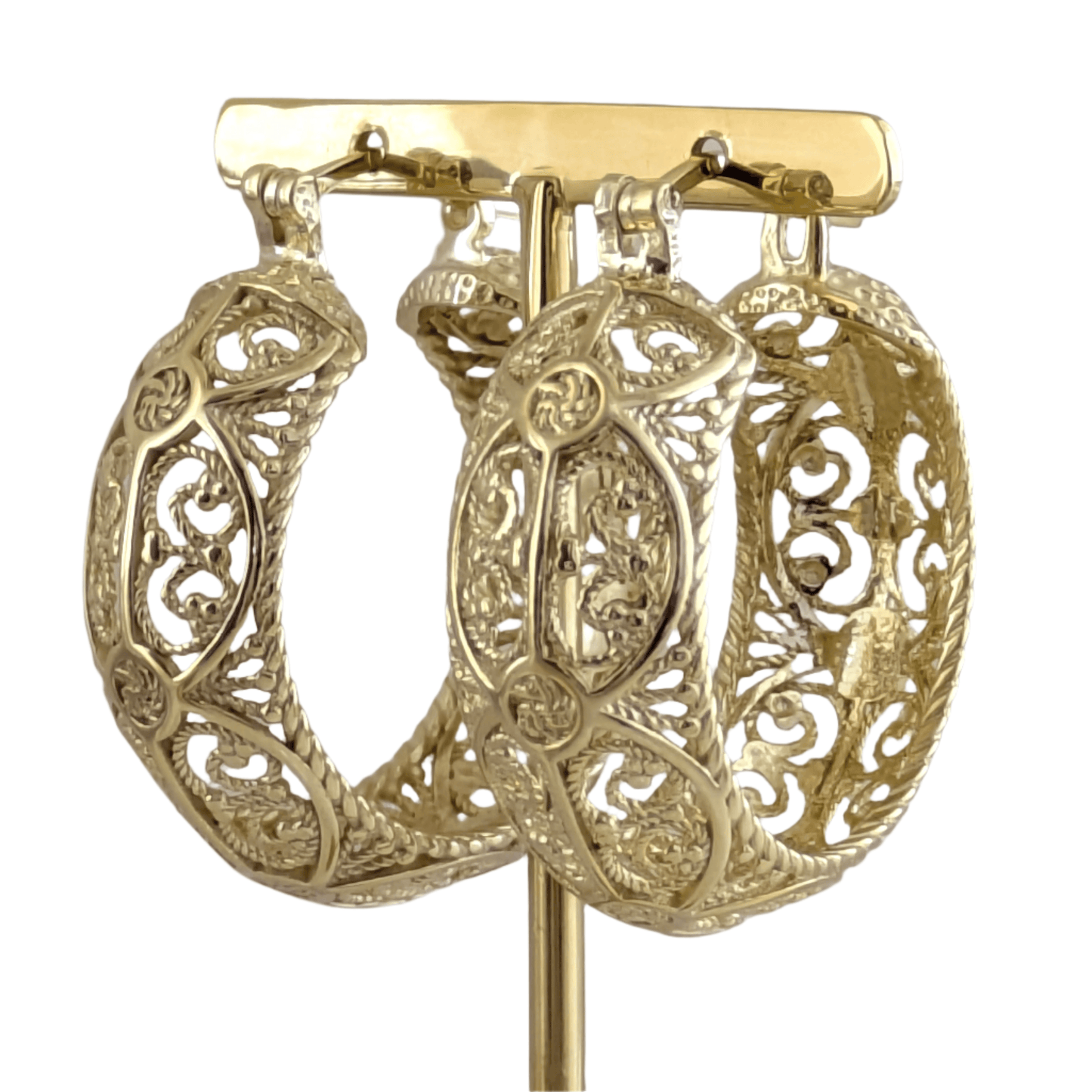 Filigree Hoop Earrings – Intricate Gold Statement Hoops - TurkishBling