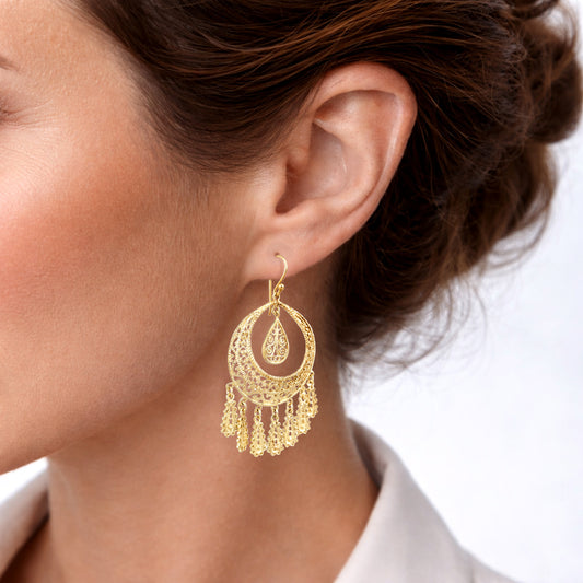 Crescent Filigree Chandelier Earrings Large