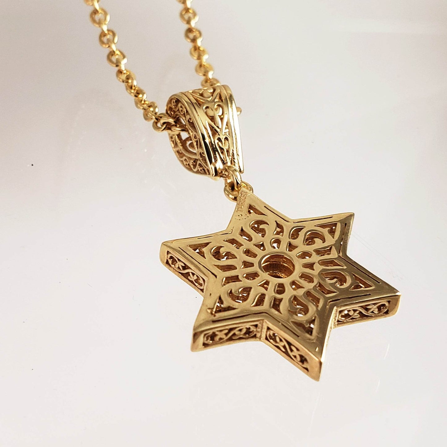 Star of David Filigree Pendant with Garnet or Citrine – Optional Chain - TurkishBling