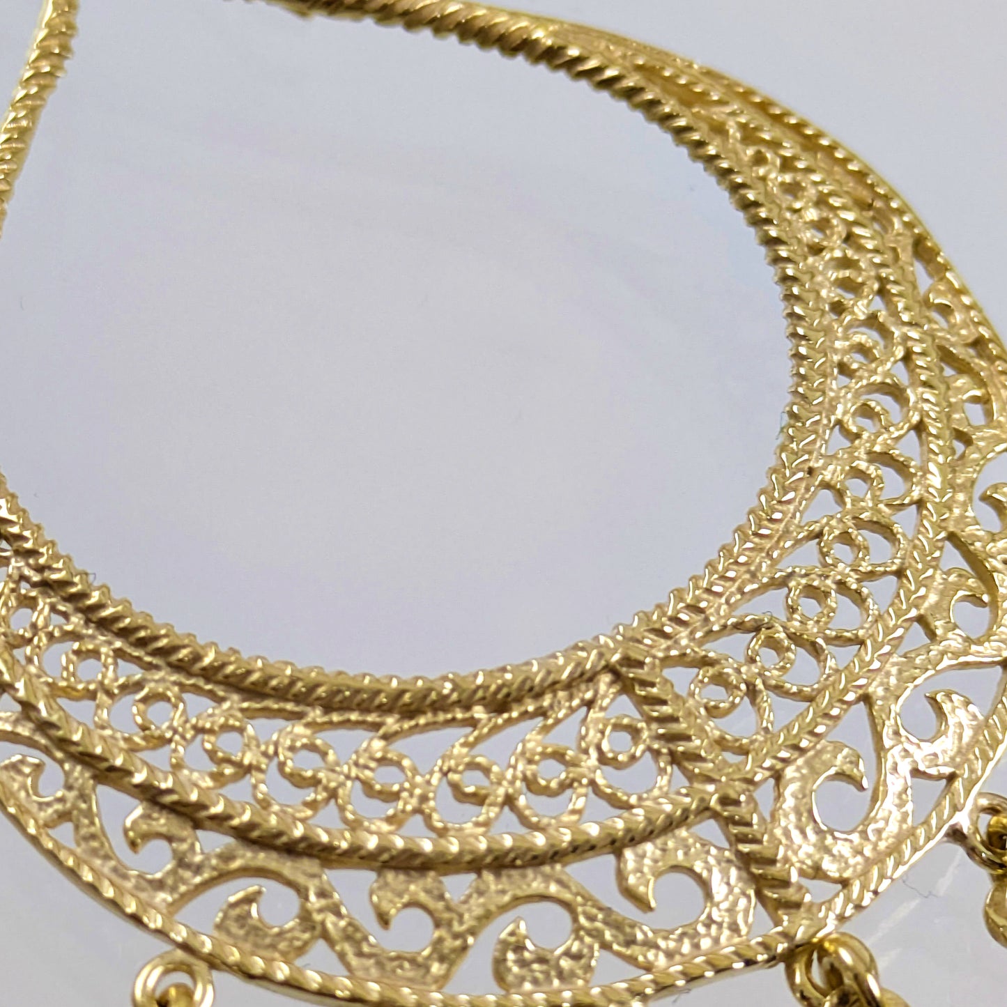 Statement Teardrop Filigree Earrings with Fringe Accents