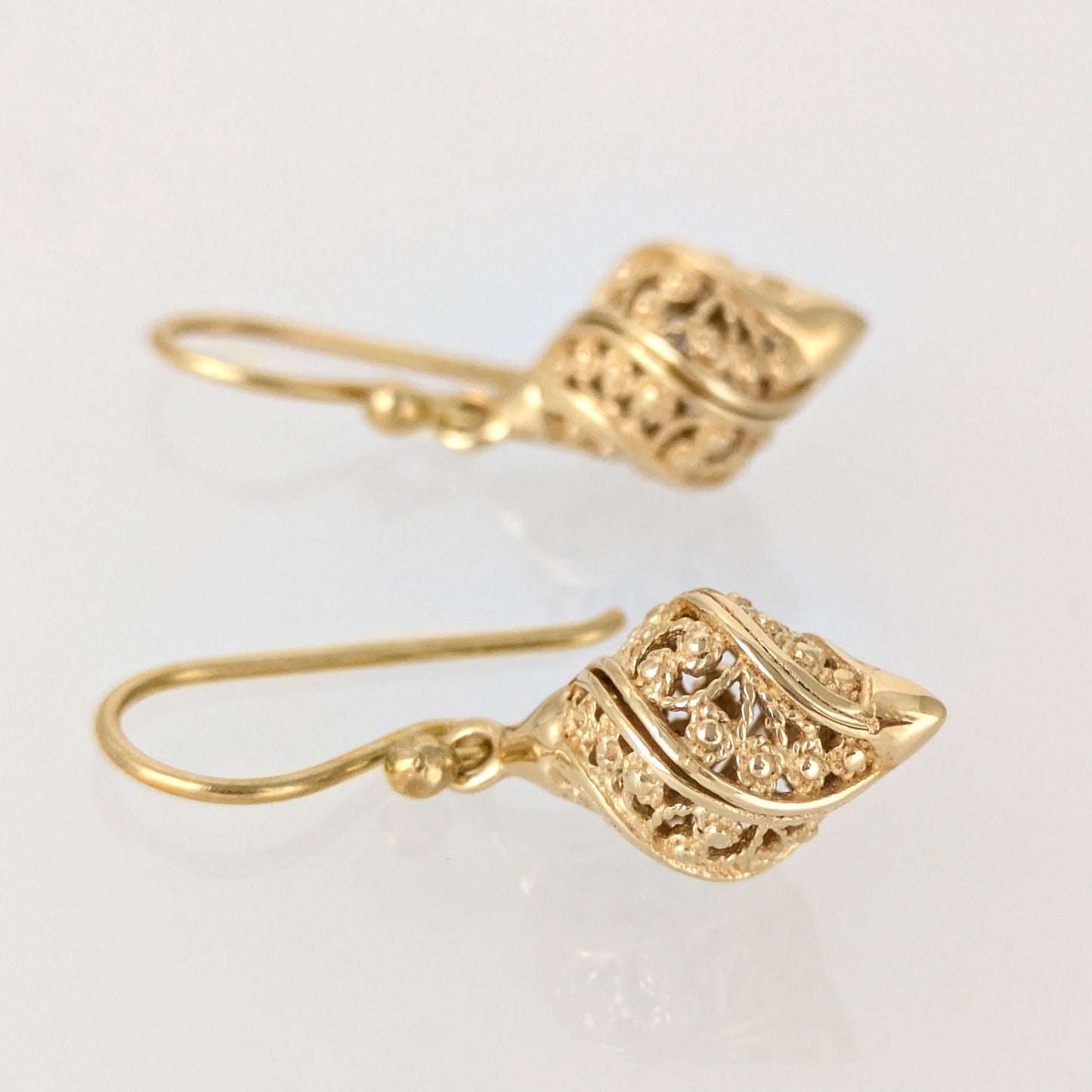 Nightingale Motif Twisted Filigree Drop Earrings