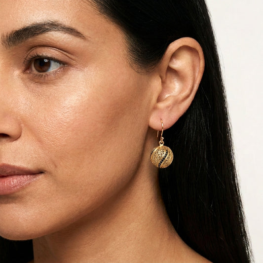 Filigree Ball Dangle Earrings with Ornate Detailing