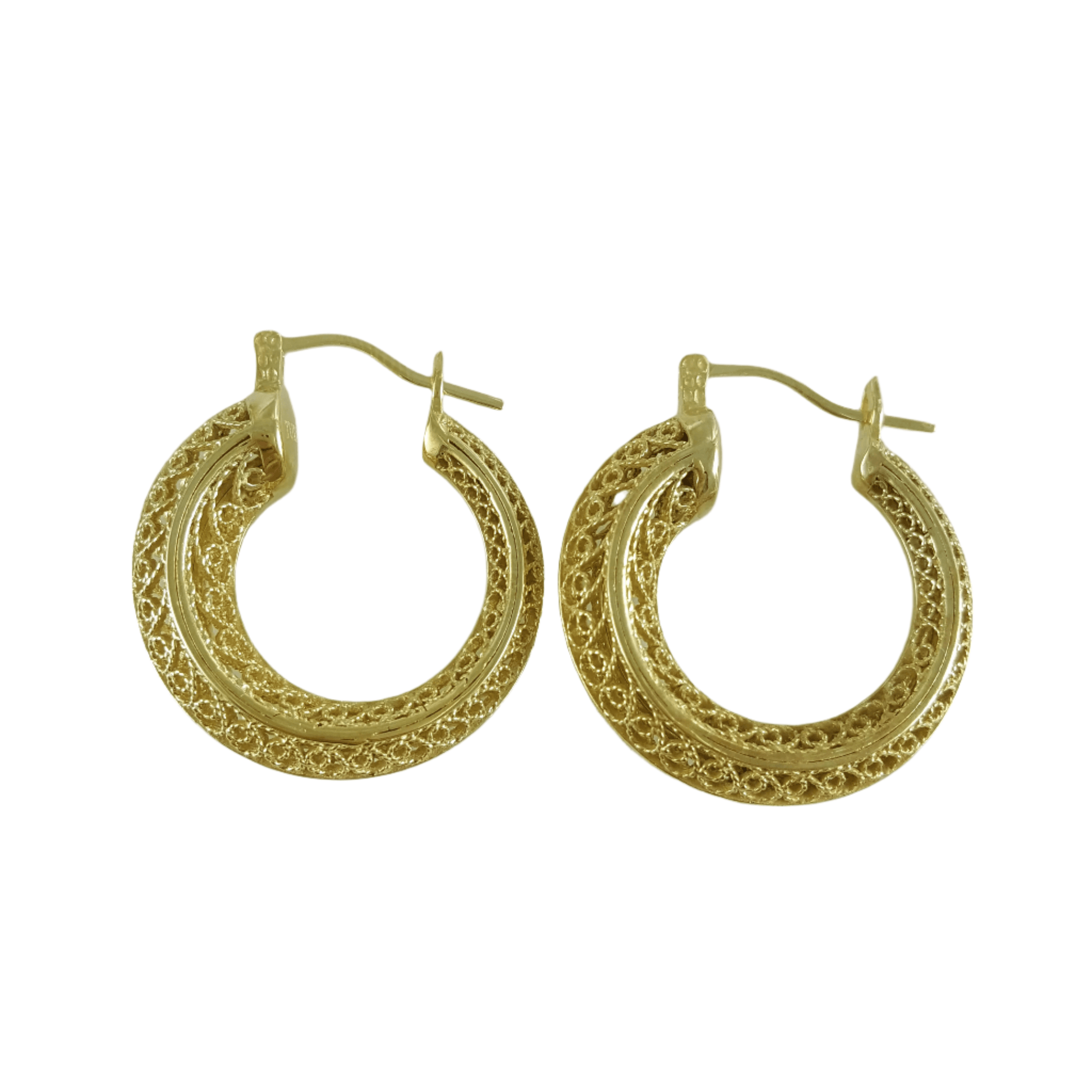 Graduated Filigree Hoop Earrings - TurkishBling
