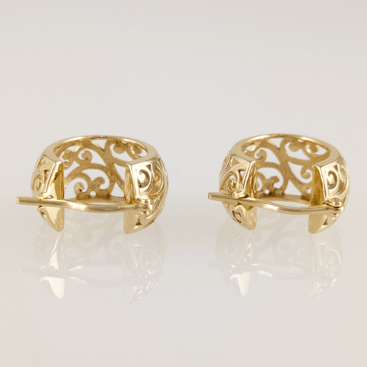 Swirl Pattern Hoop Earrings with Open Filigree Design