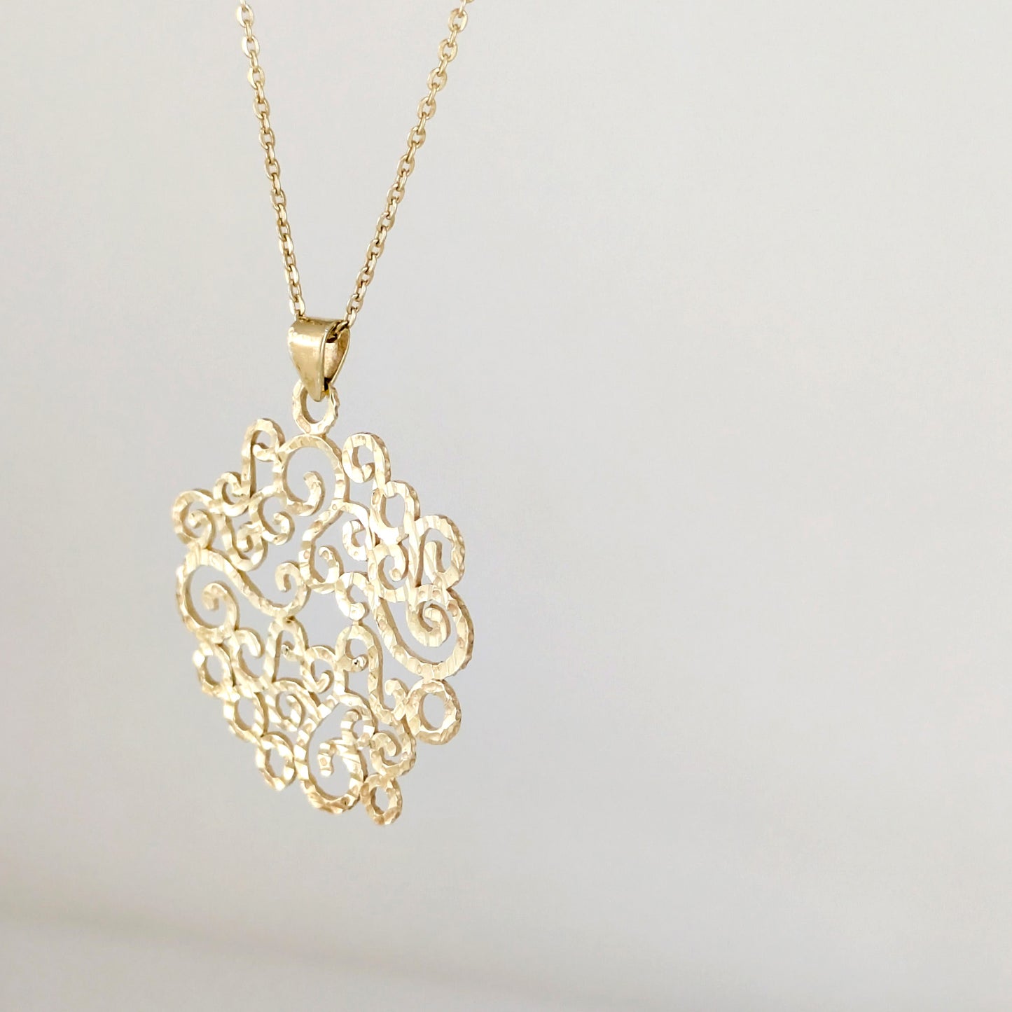 Hammered Scrollwork Pendant Charm