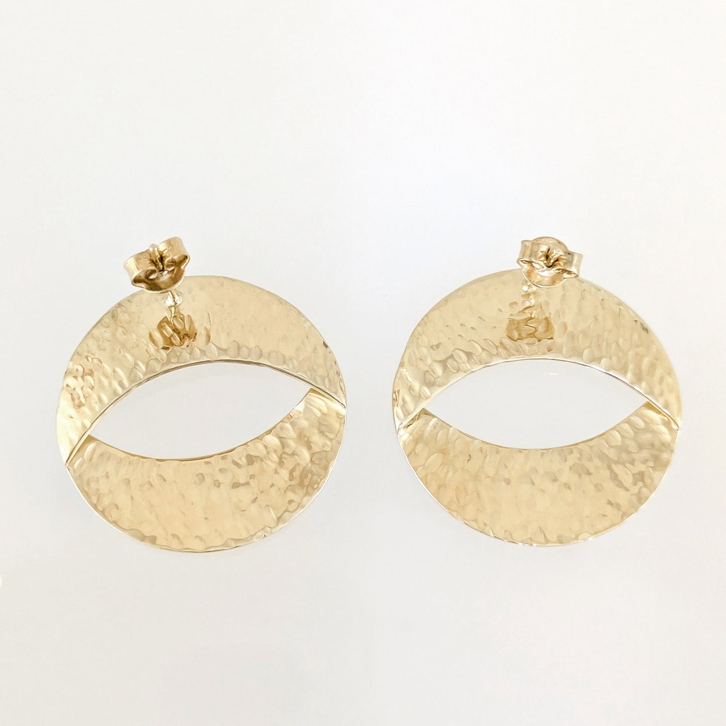 Open Oval Hammered Stud Earrings