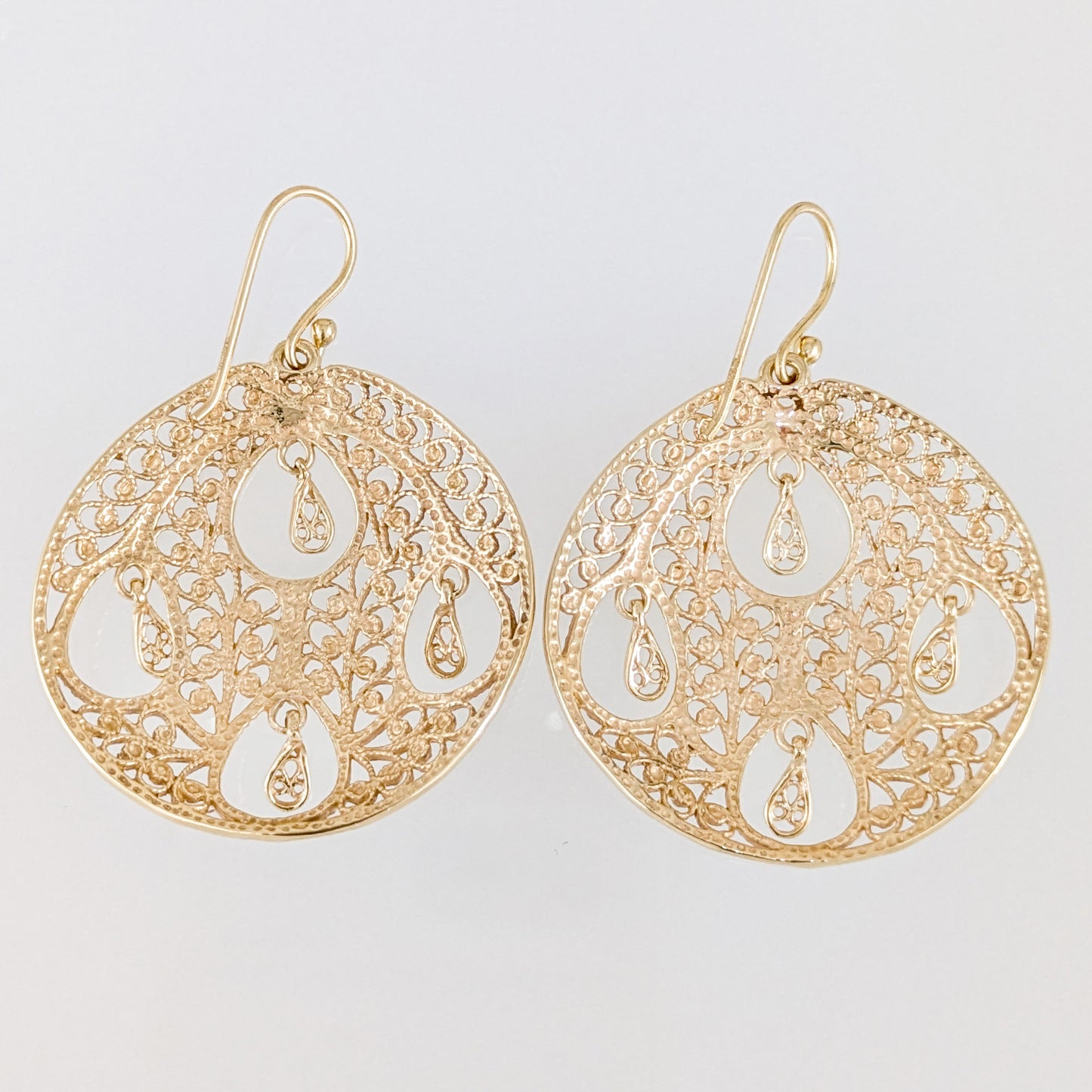 Round Openwork Filigree Drop Earrings