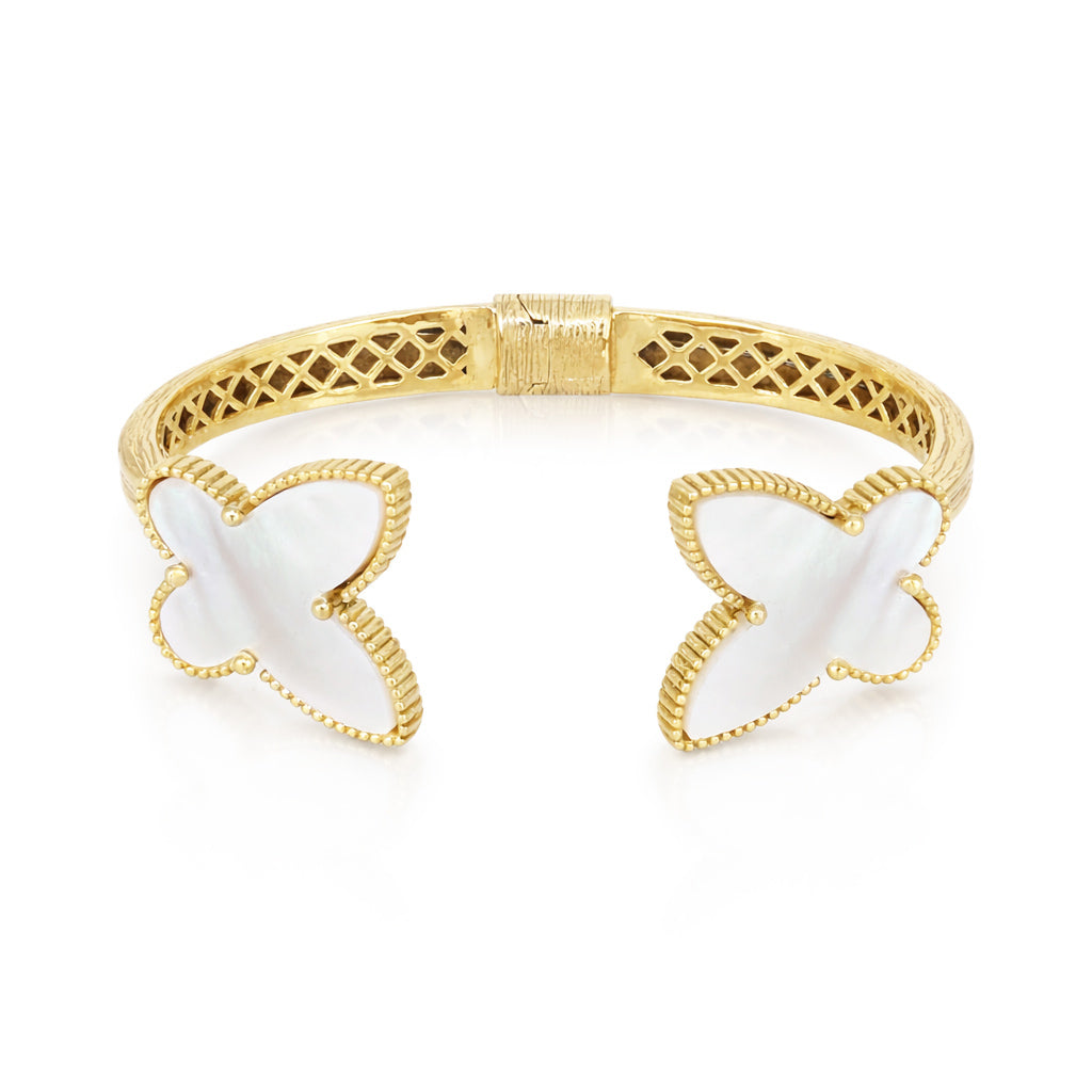 Mother of Pearl Butterfly Open Cuff Bracelet