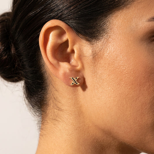 Black Spinel X Stud Earrings