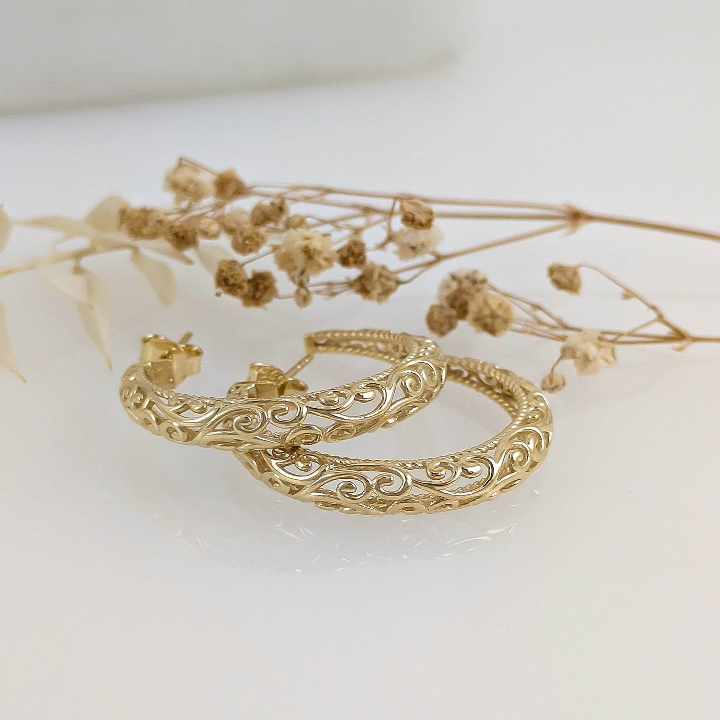 Swirl Filigree Half Hoop Earrings - TurkishBling