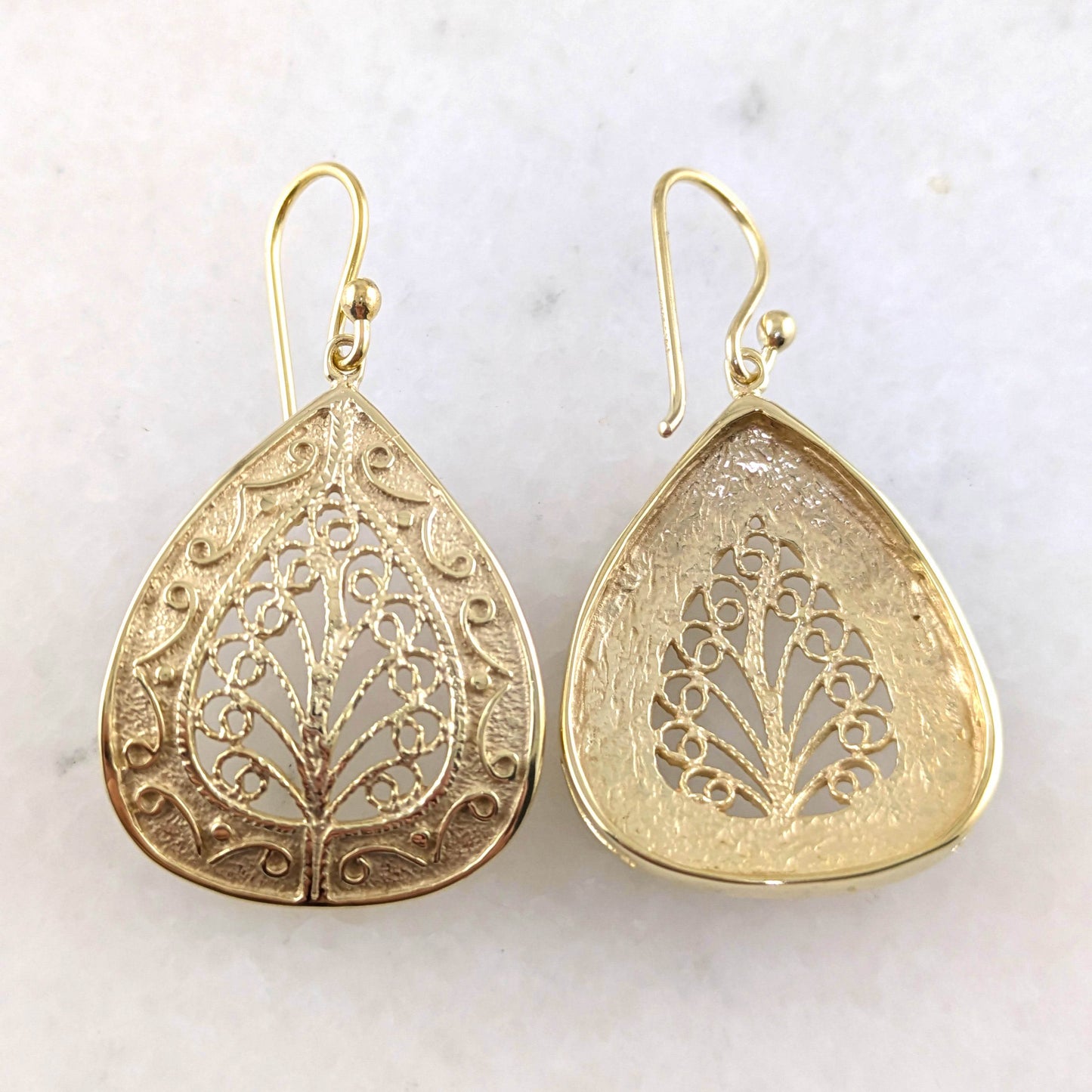 Teardrop Filigree Earrings with Elegant Openwork Design - TurkishBling