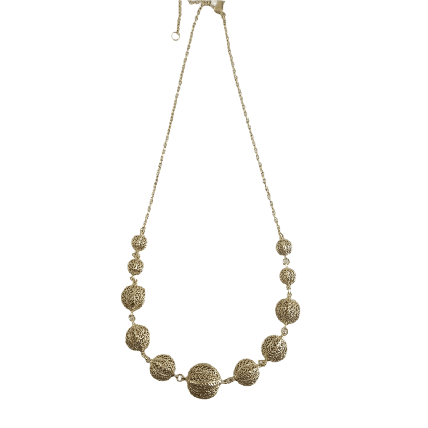 Filigree Ball Necklace – Statement Bead Design in 18k Gold over Bronze - TurkishBling