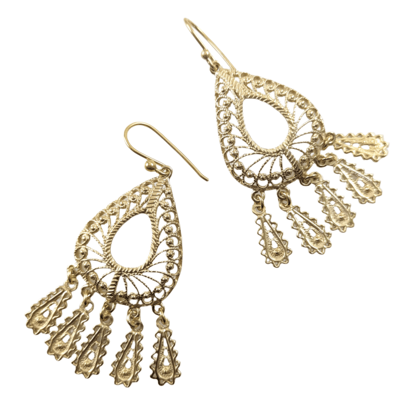 Filigree Chandelier Teardrop Earrings with Dangles - TurkishBling