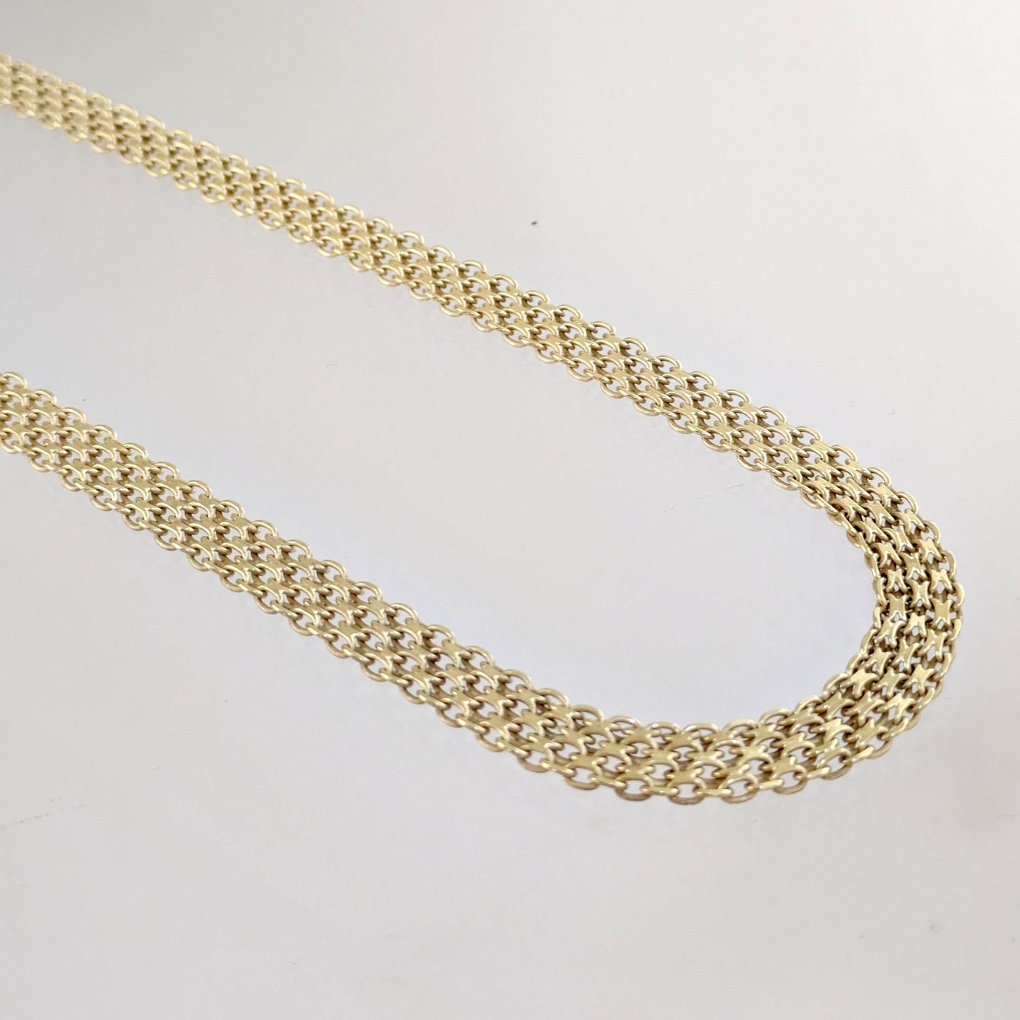 4-Row Bismark Chain Necklace - Adjustable Statement Gold Jewelry, Gold Over Bronze 18+2in - TurkishBling