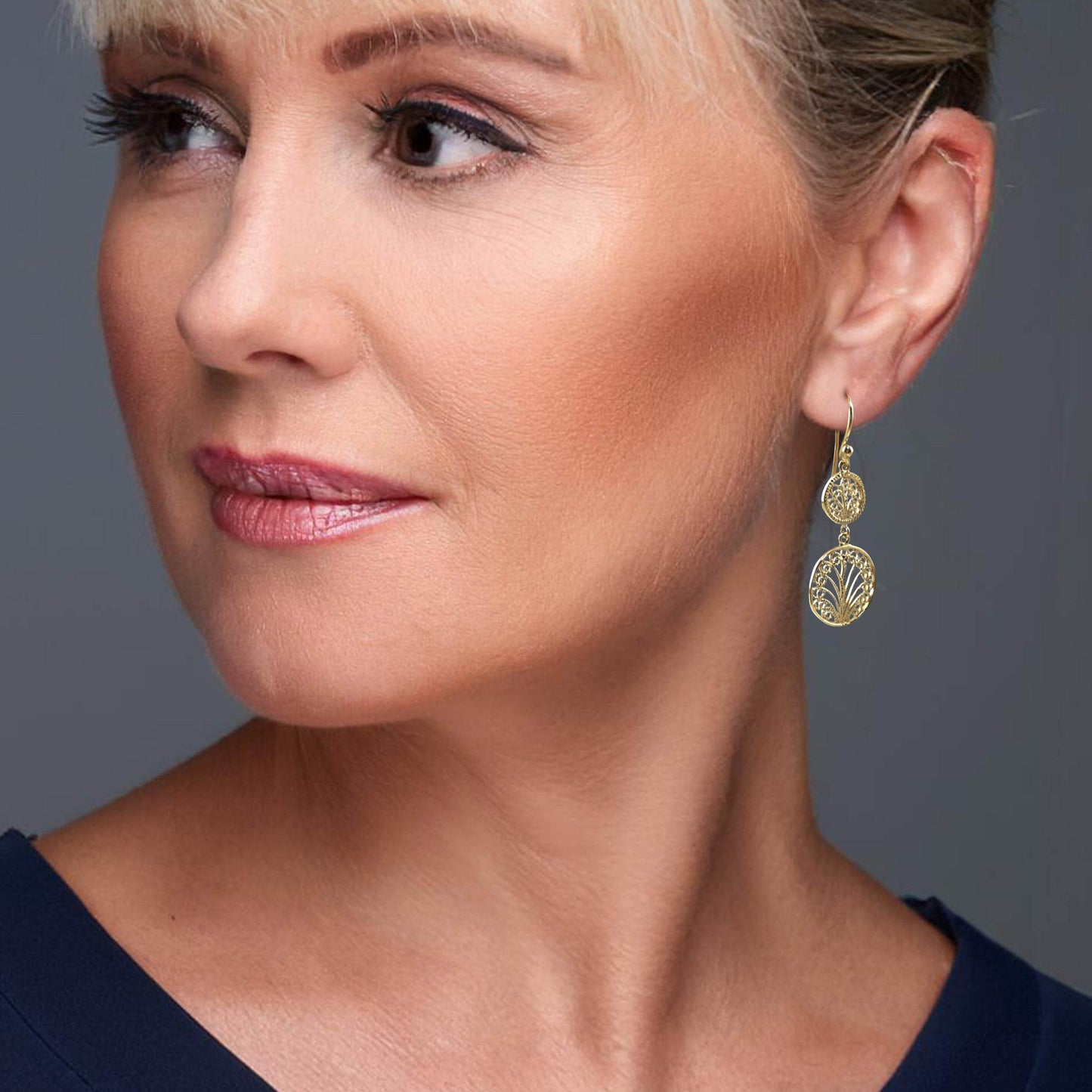 Double Circle Filigree Dangle Earrings – Lightweight and Elegant - TurkishBling