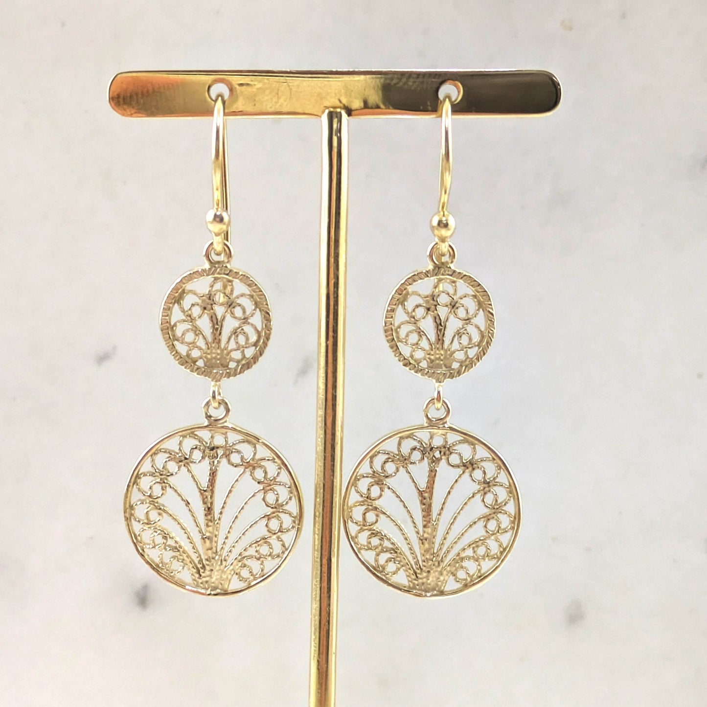 Double Circle Filigree Dangle Earrings – Lightweight and Elegant - TurkishBling