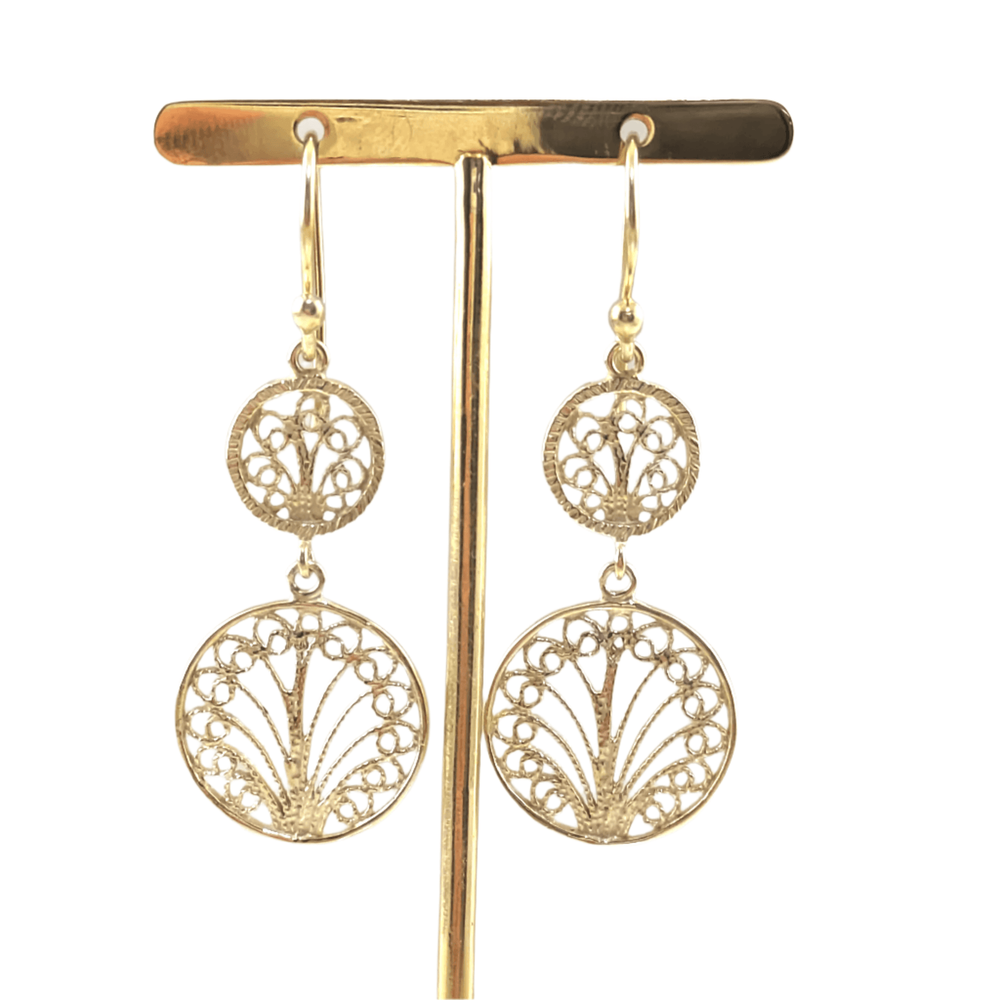 Double Circle Filigree Dangle Earrings – Lightweight and Elegant - TurkishBling